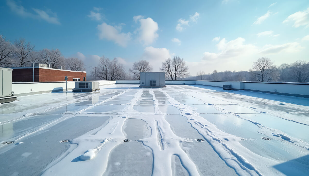 Commercial roof inspection identifying repair needs after winter weather