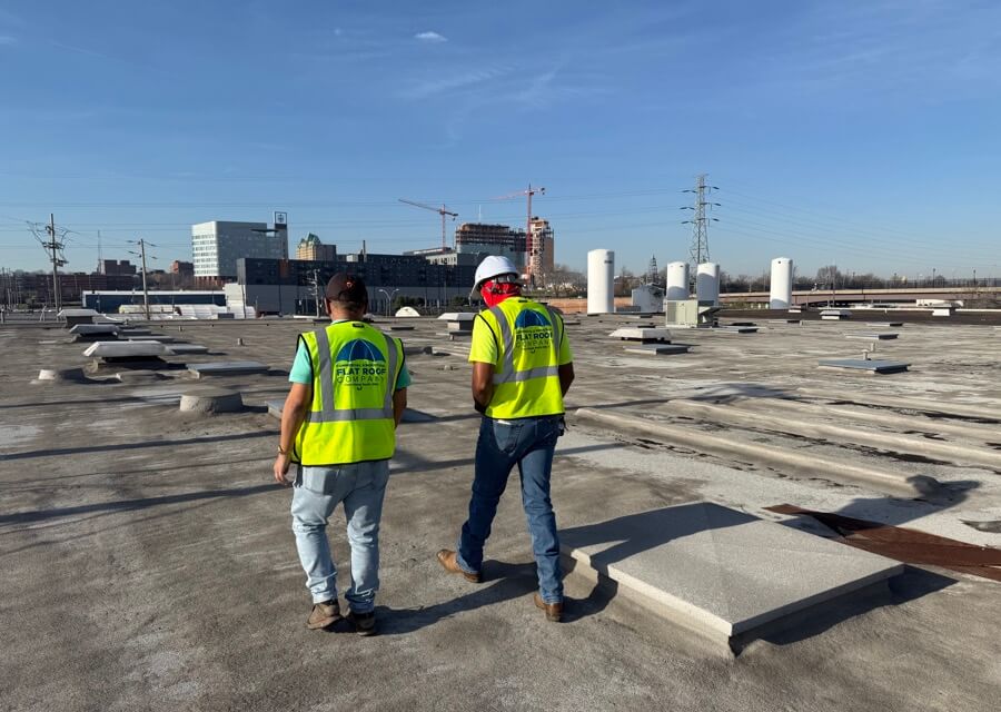 Commercial Flat Roof Company Crew on Roof