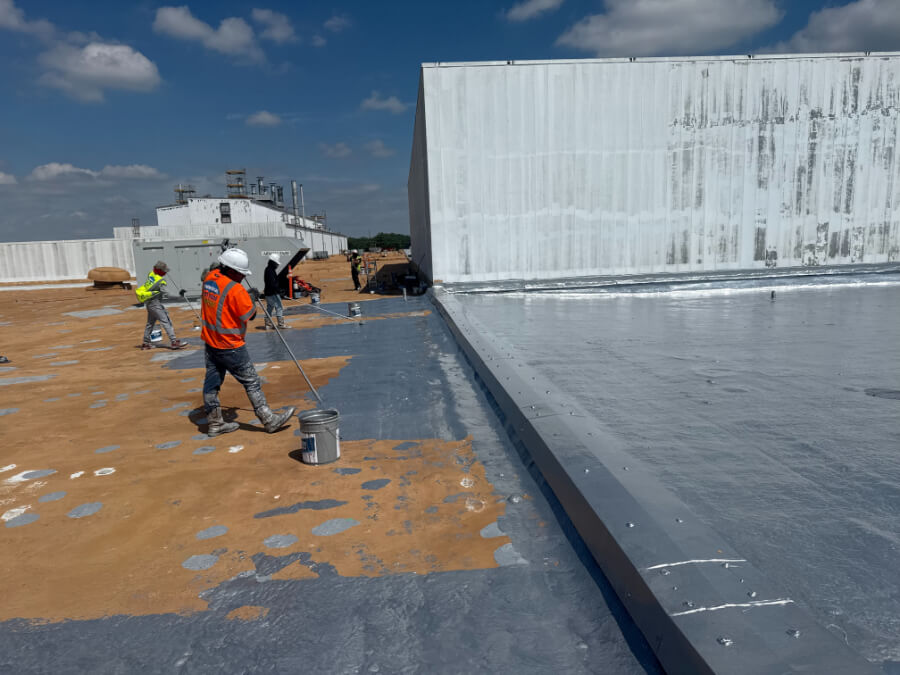 manufacturing-facility-roof-coating-installation-99 Commercial roof coating installation on manufacturing facility flat roof
