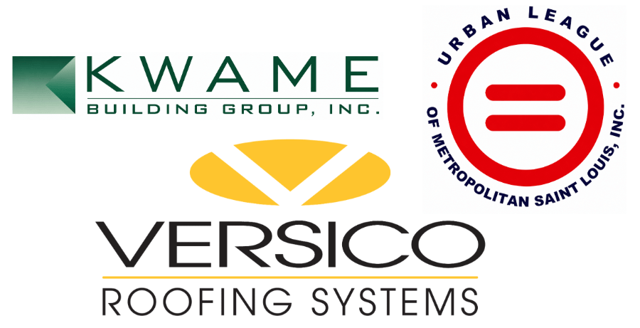 Logos of partners on a commercial roofing project in St Louis