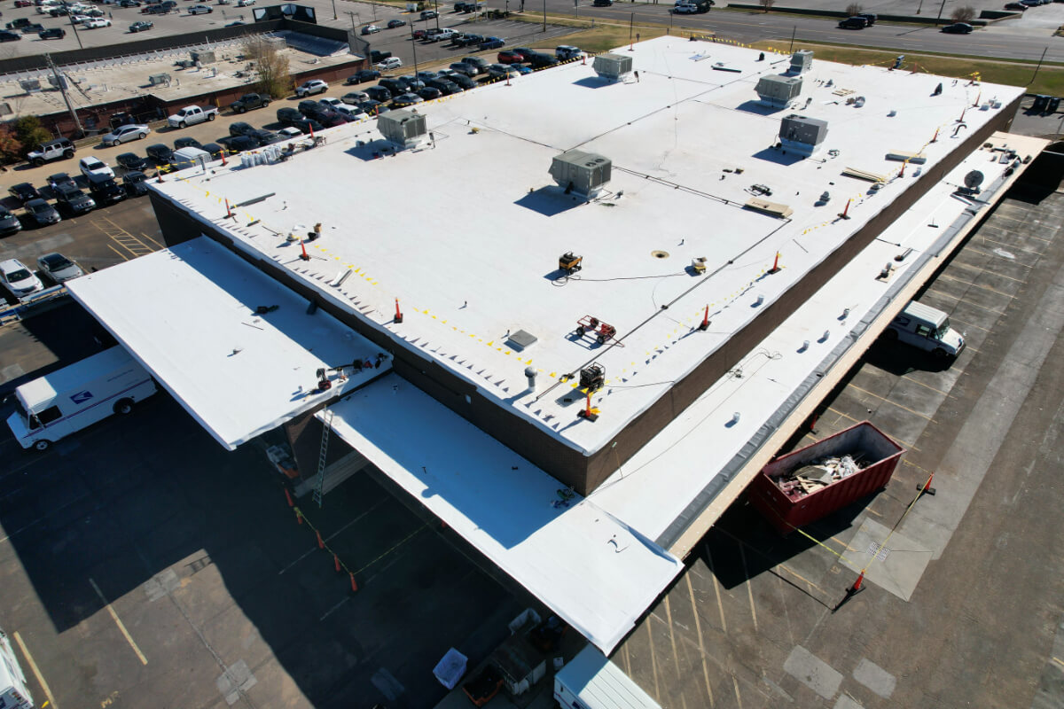 New White TPO Mil Roof System Full Tear Off