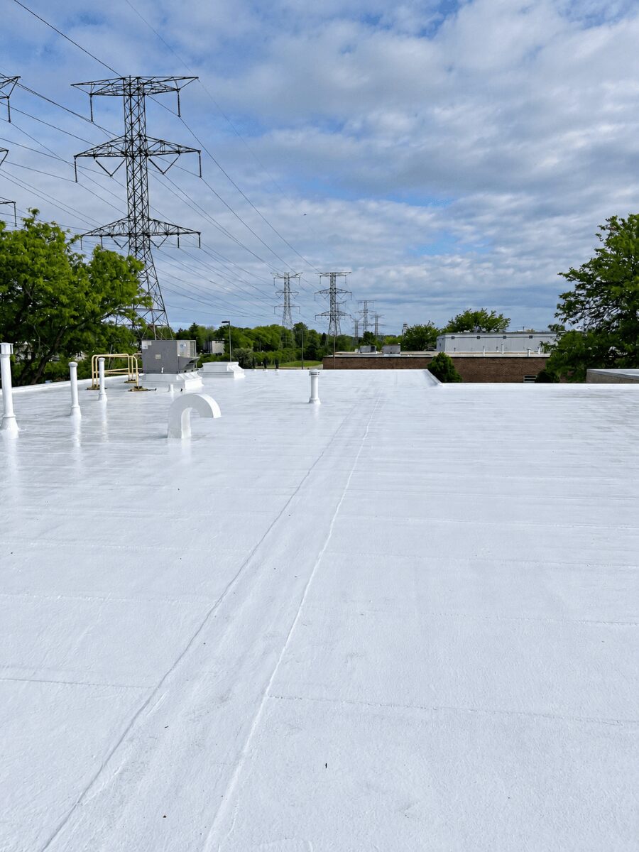 lyall-thresher-silicone-roof-coating-elk-grove-village-il-09 Silicone roof coating installation at Lyall, Thresher & Associates in Elk Grove Village, Illinois