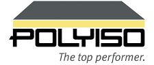 Polyiso logo with insulation board graphic promoting commercial flat roof repair.